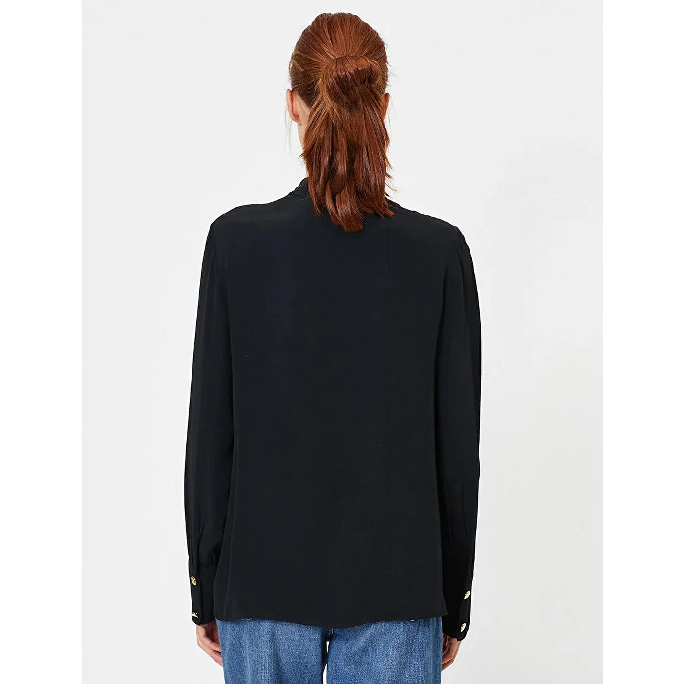 Black Button Detailed Blouse