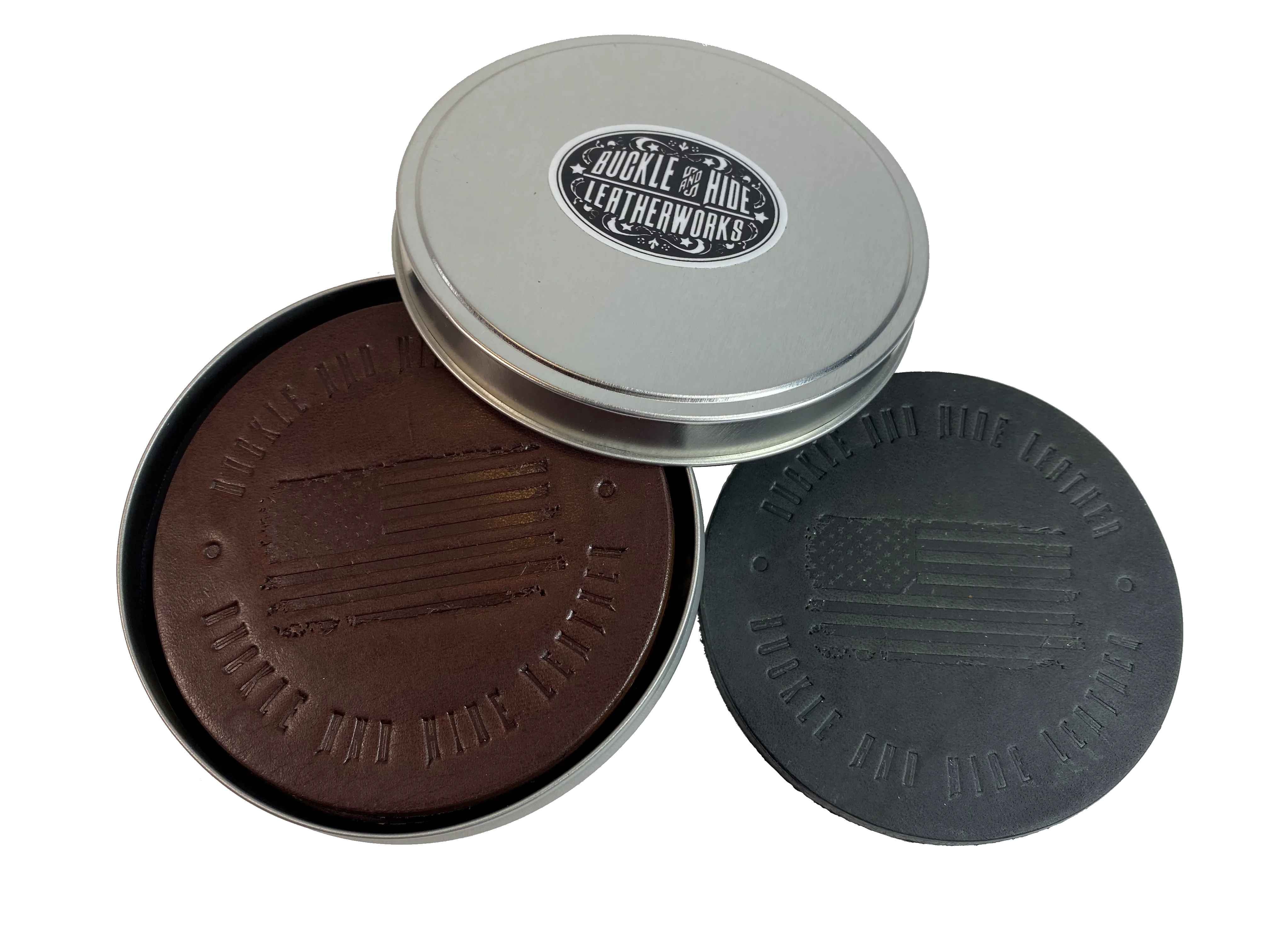Bridle Leather Tattered Flag Coaster BUY MORE and SAVE!