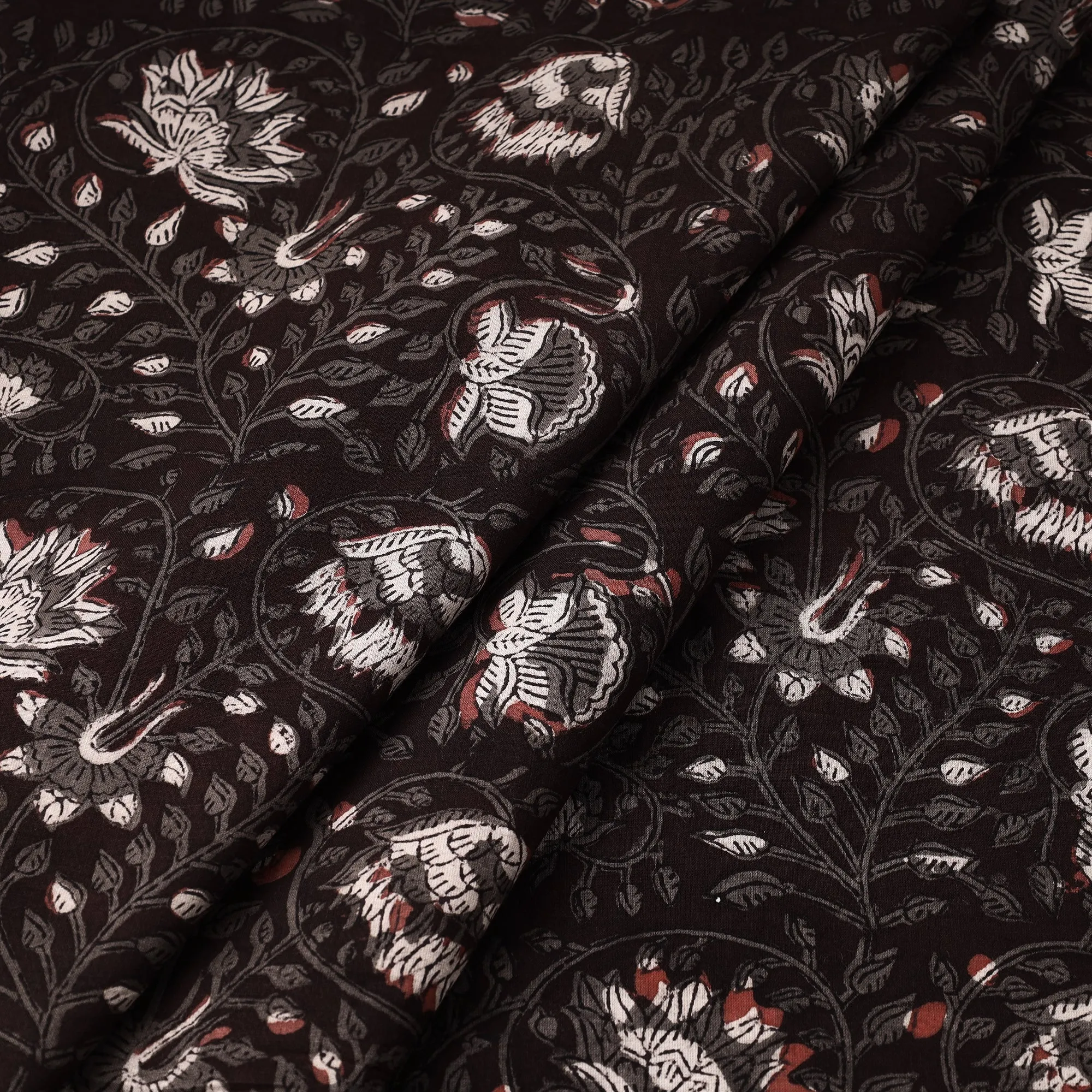 Brown - Jahota Block Printed Cotton Fabric 06