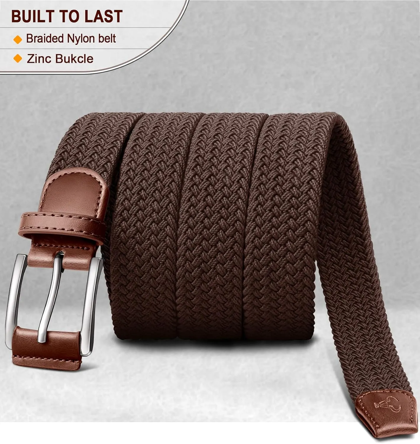 BULLIANT Stretch Belt Men,Mens Gift Woven Braided Web Belt 1 3/8 for Golf Casual Pants Shirts Jeans