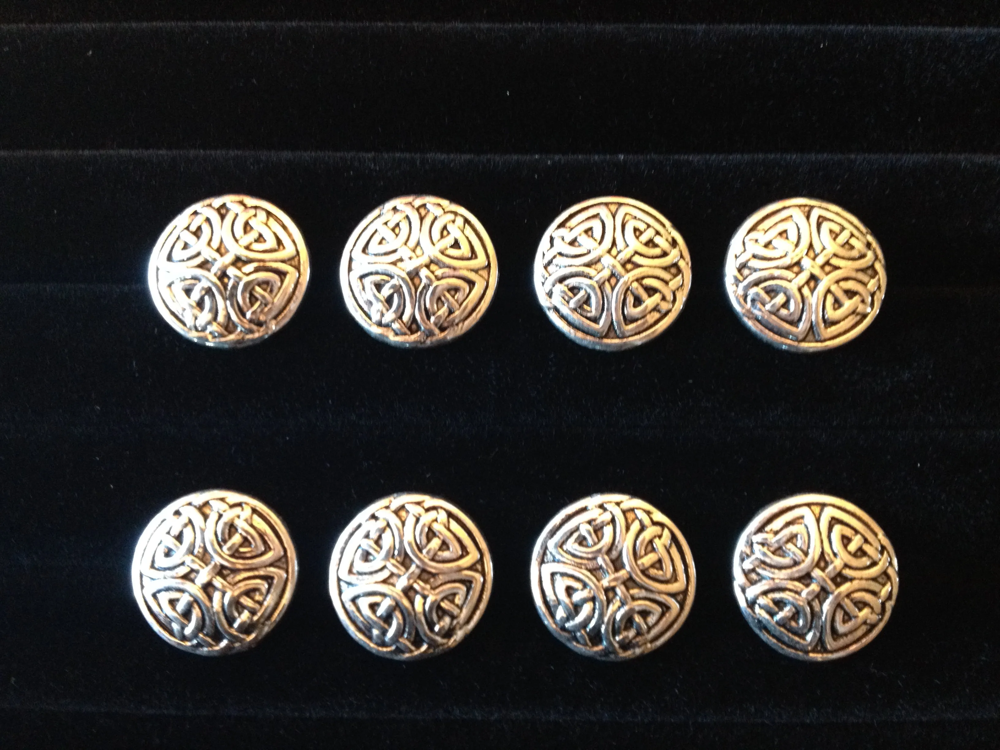 Celtic Buttons Silver Knot Work Set of 8