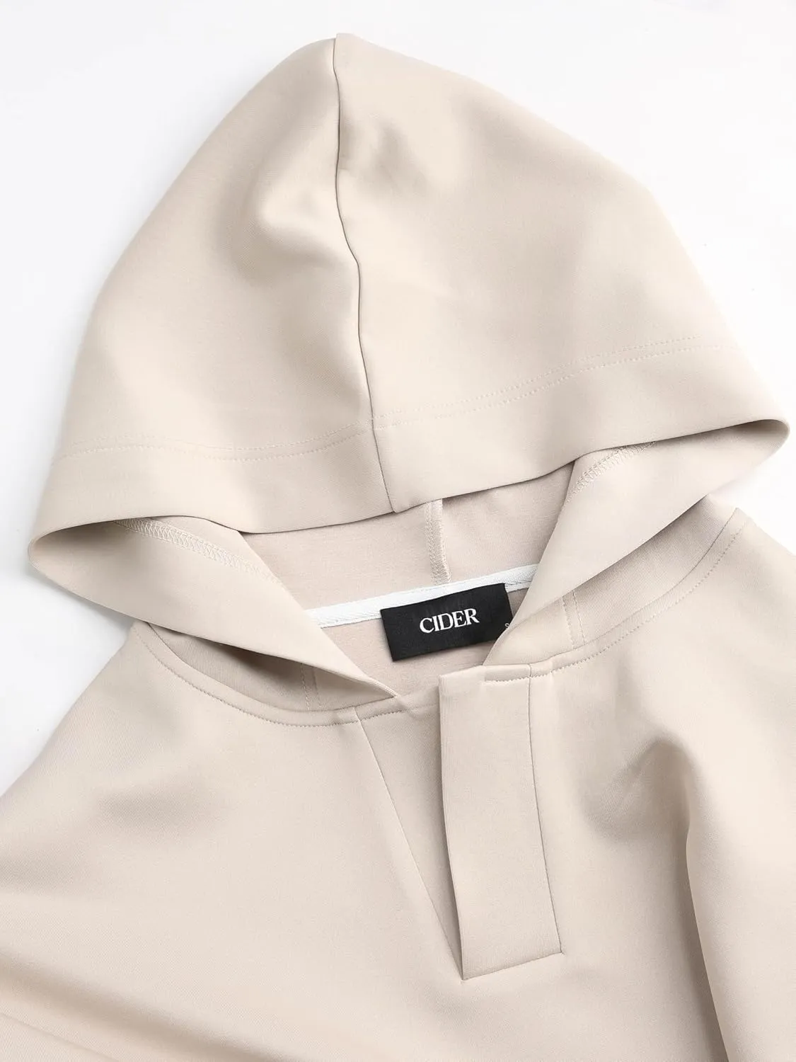 CIDER Jersey Hooded Solid Oversized Sweatshirt