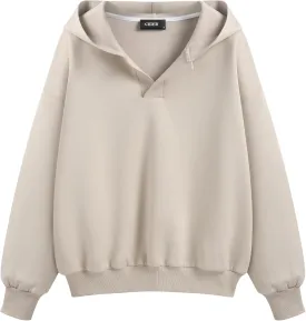 CIDER Jersey Hooded Solid Oversized Sweatshirt
