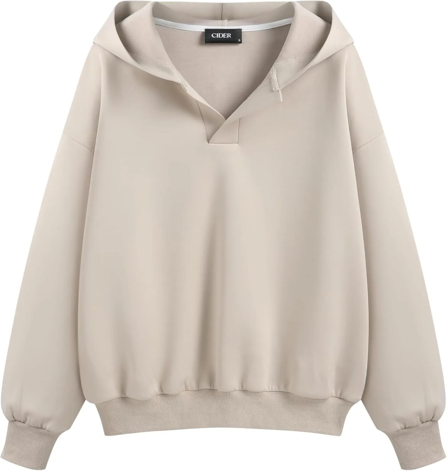 CIDER Jersey Hooded Solid Oversized Sweatshirt