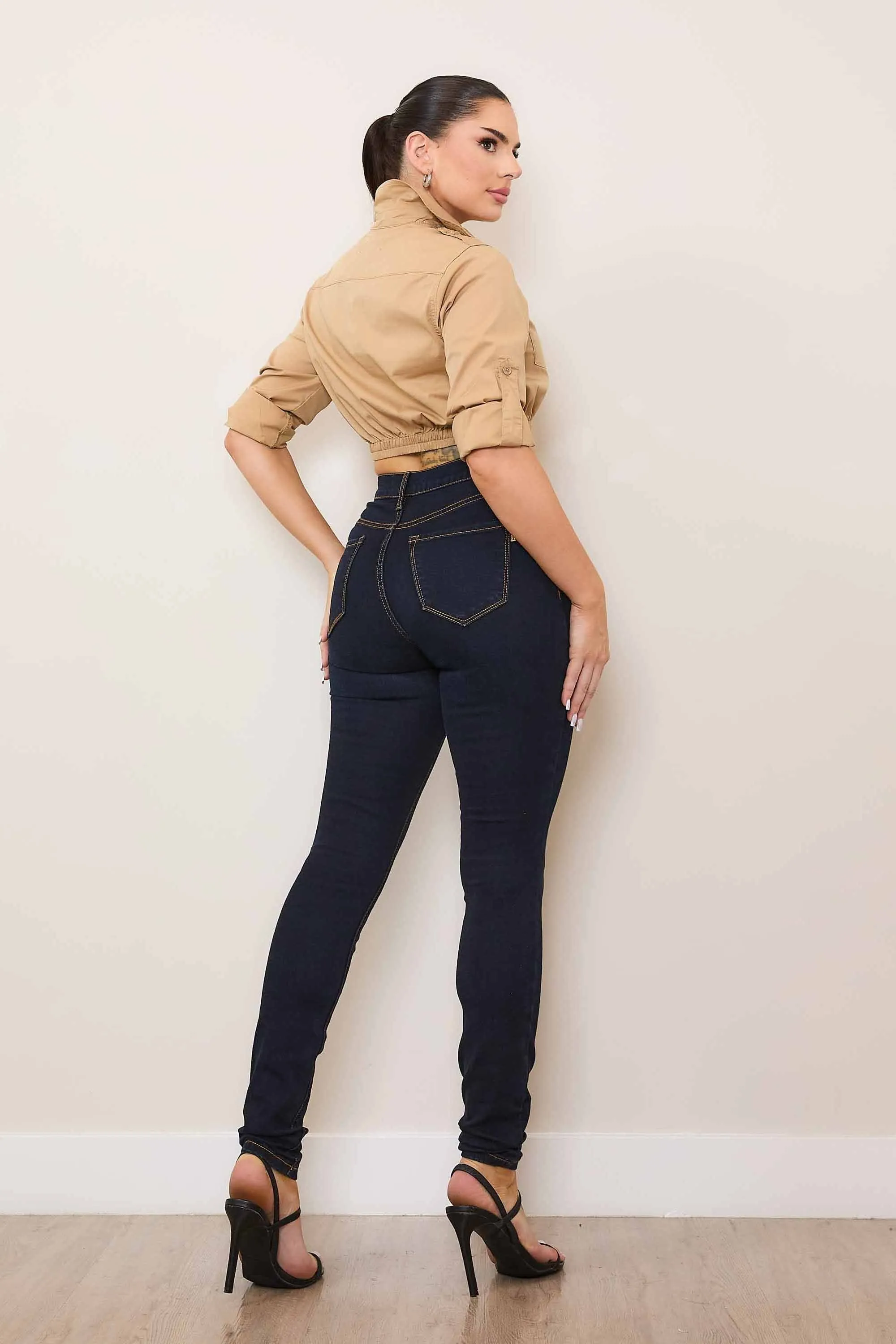 Contrast Stitch Skinny Jeans