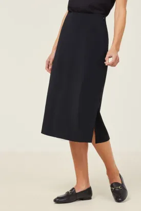 Crepe Stretch Midi Length A-Line Skirt - CAT2RV