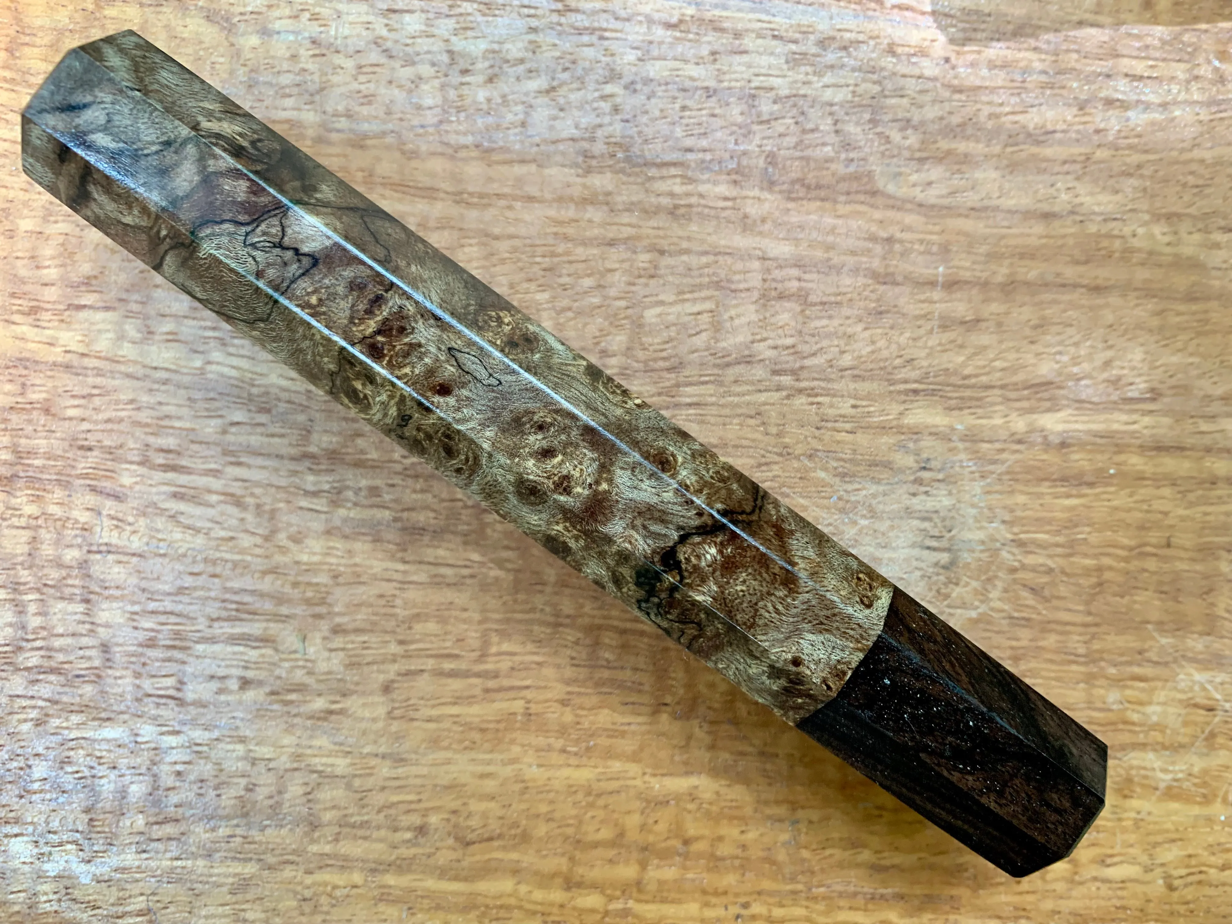 Custom Japanese Knife handle (wa handle) - Spalted Chechen burl
