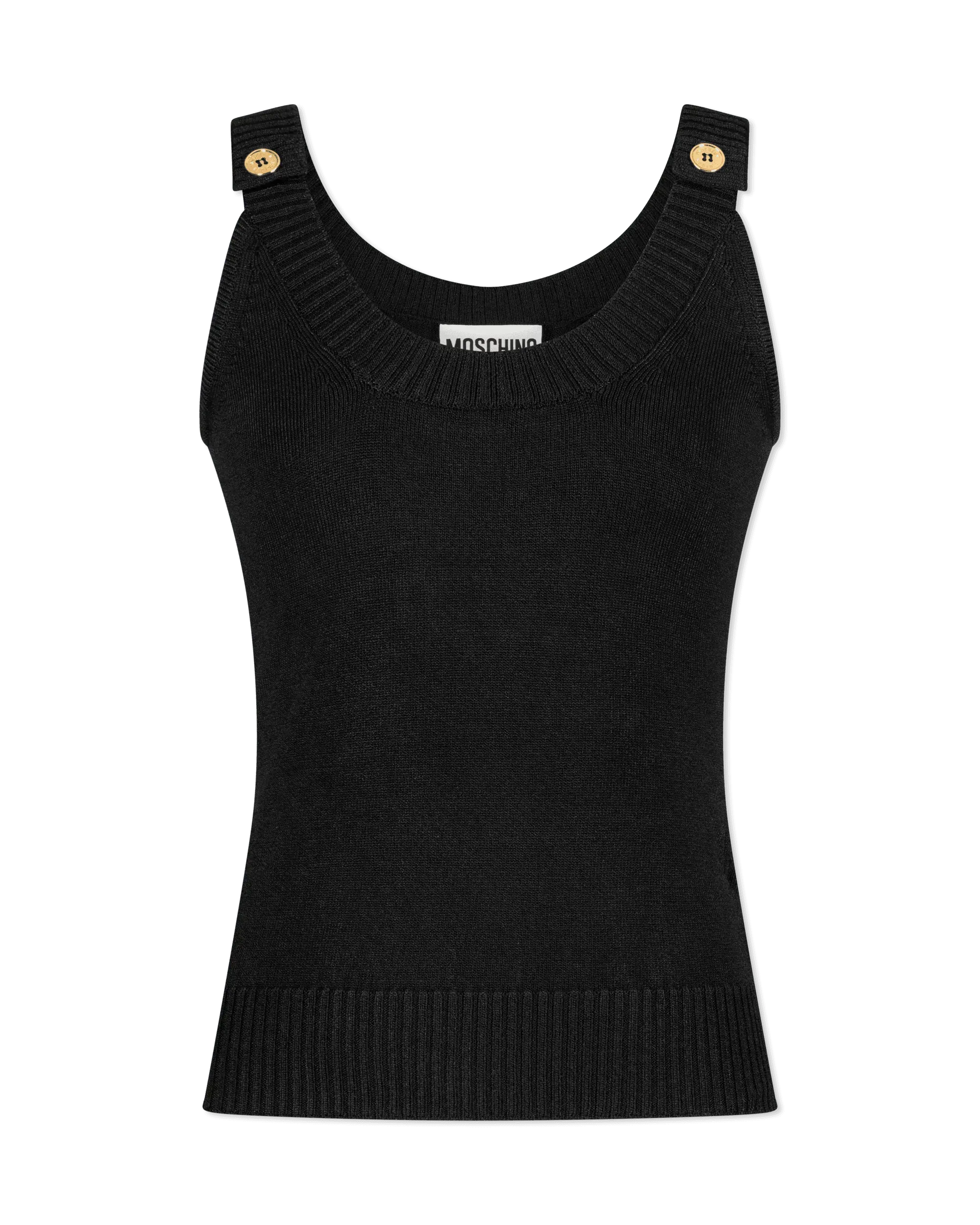 Decorative Button Ribbed Tank-Top