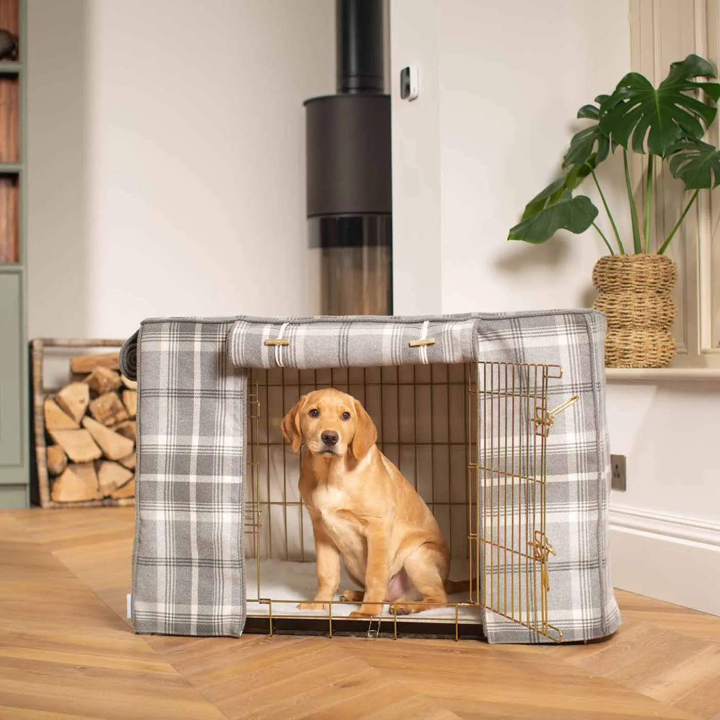 Dog Crate Cover in Balmoral Dove Grey Tweed by Lords & Labradors