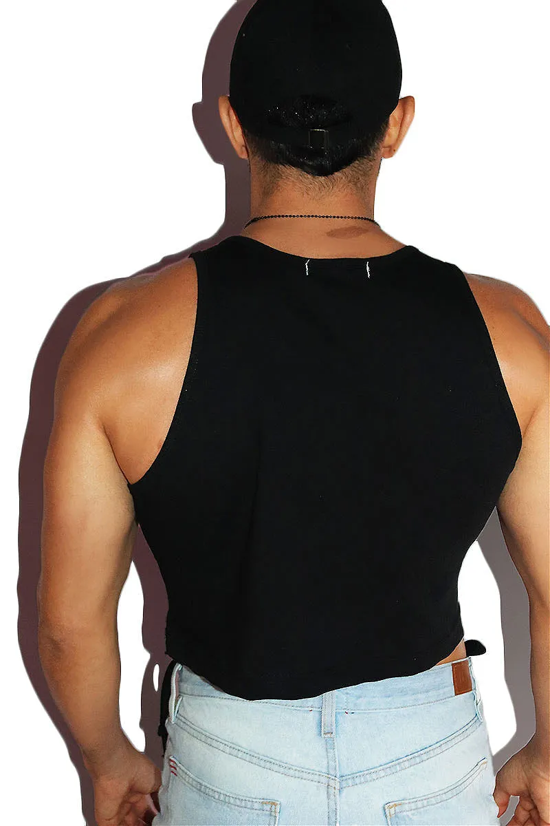 Eros Hearts Crop Racerback Tank- Black