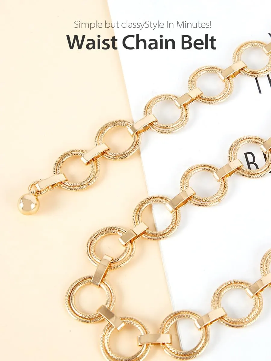 FIORETTO Chain Belt for Women Metal Waist Chain Fashion Multilayer Chain Belts for Dress