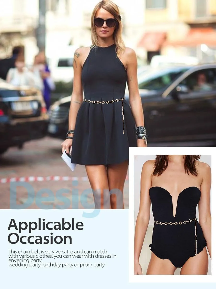 FIORETTO Chain Belt for Women Metal Waist Chain Fashion Multilayer Chain Belts for Dress