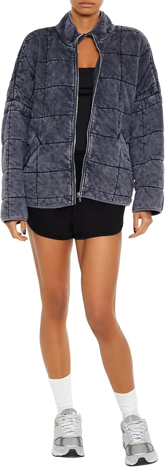 Forever 21 Women's Quilted Zip-up Jacket