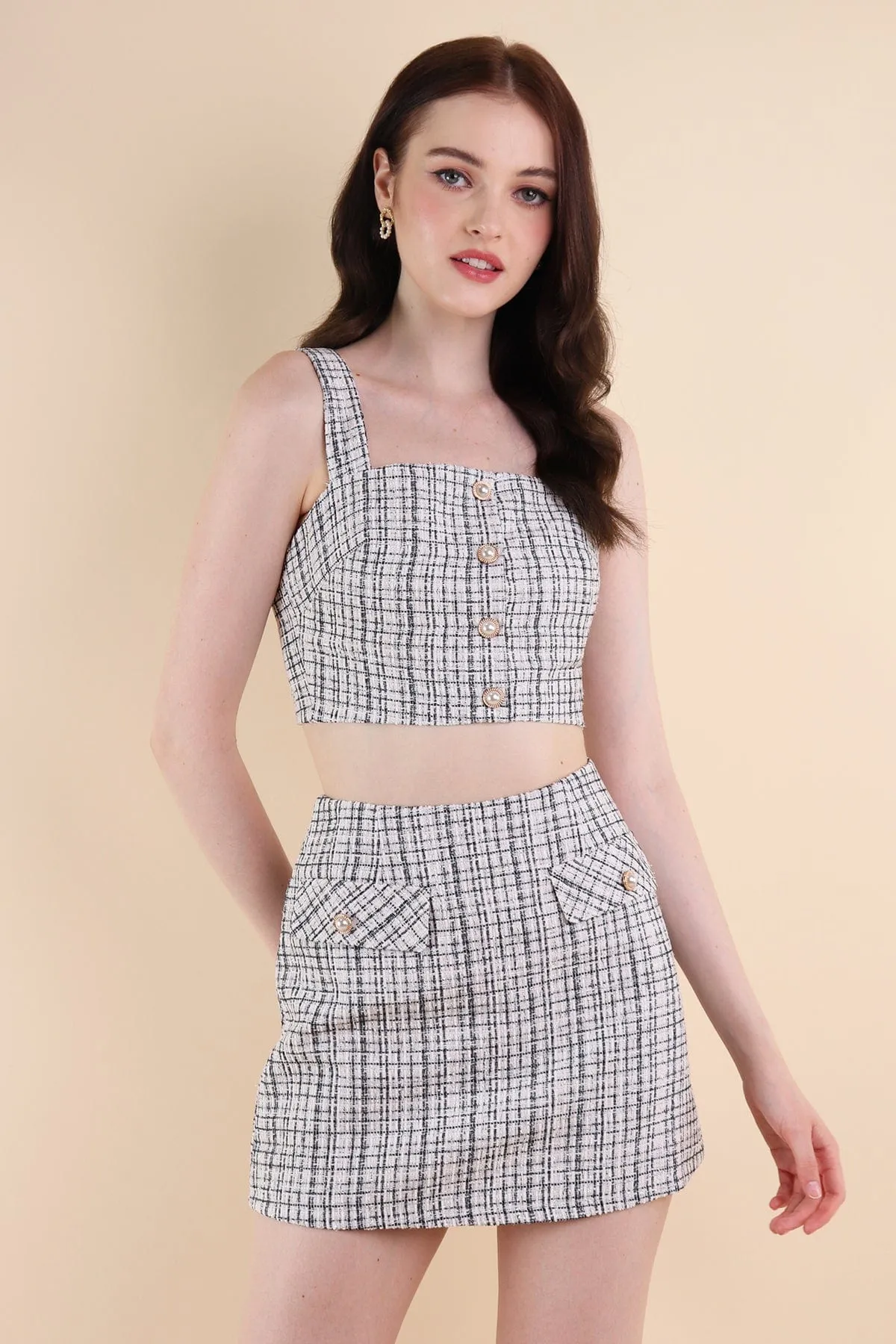FRANCES TWEED 2-PC SKORTS SET IN BLACK
