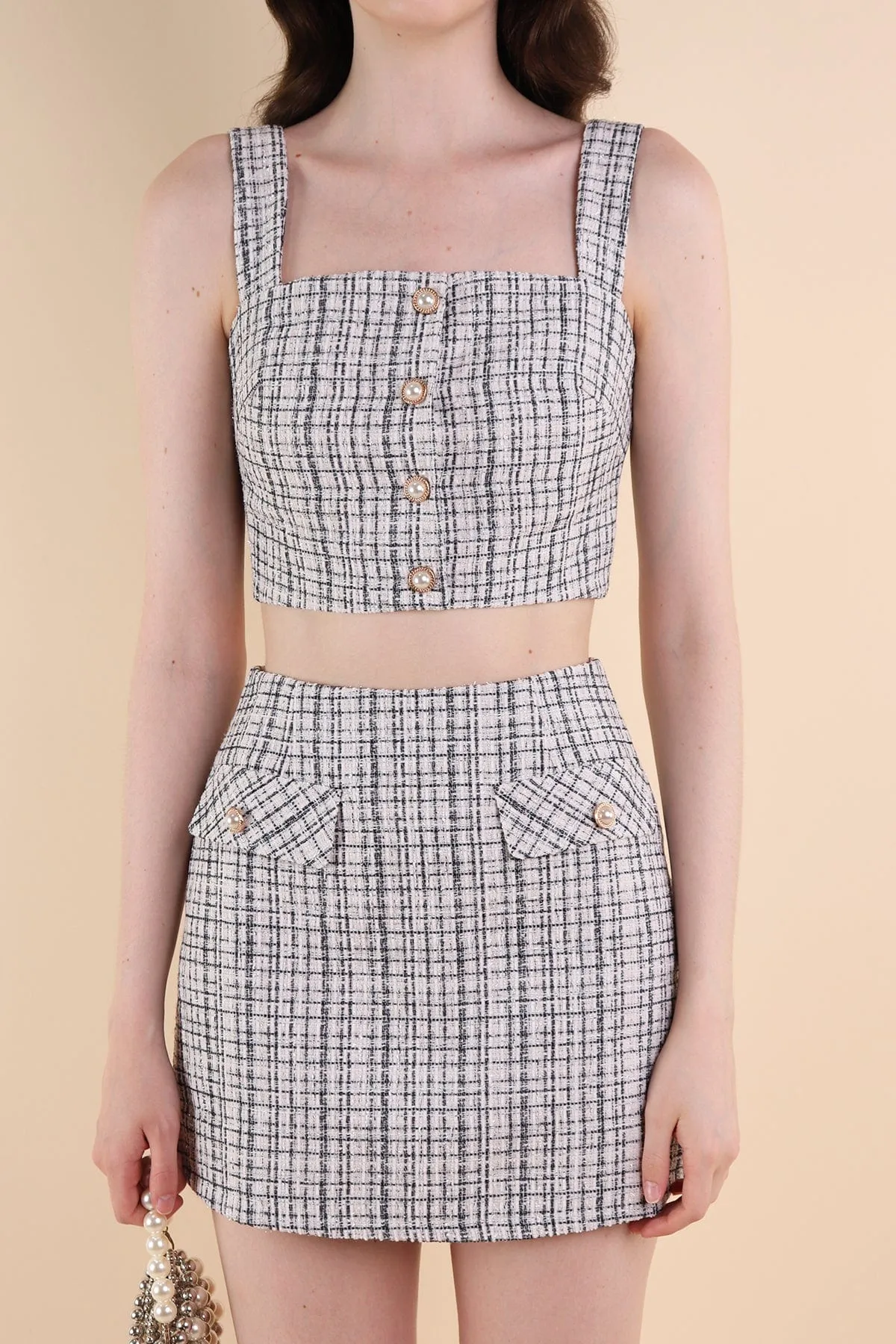 FRANCES TWEED 2-PC SKORTS SET IN BLACK