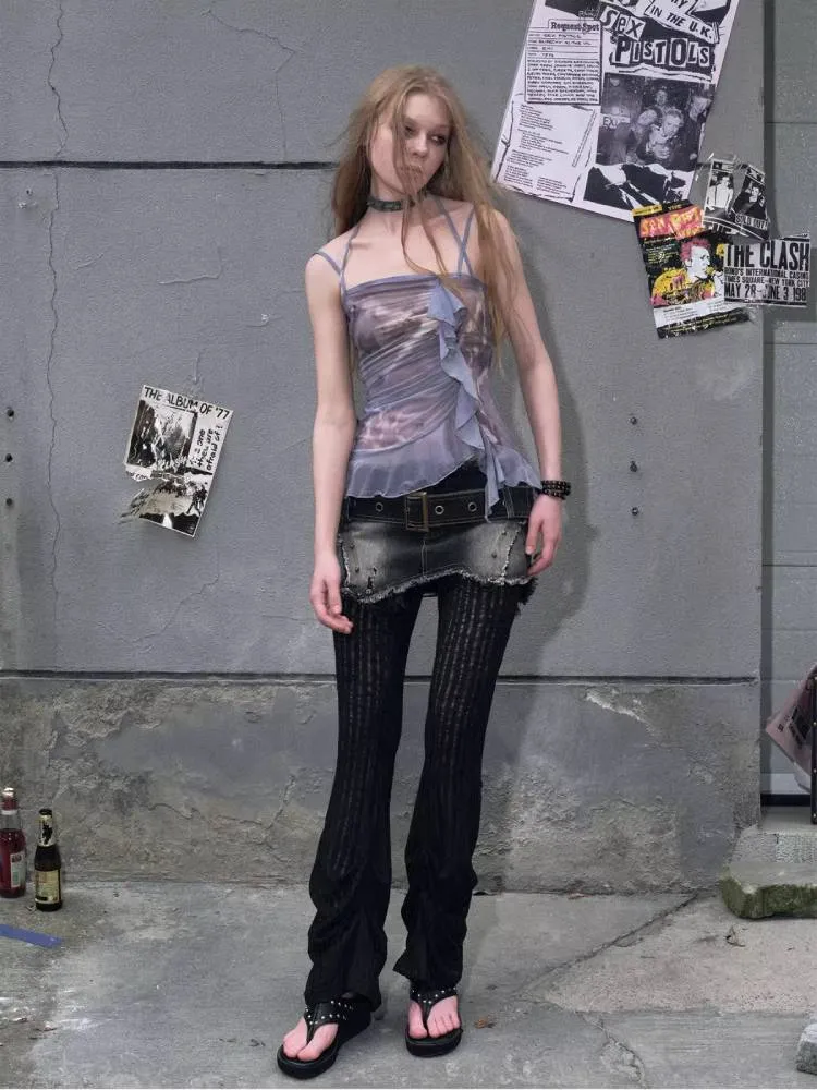 Frill mesh camisole【s0000009489】