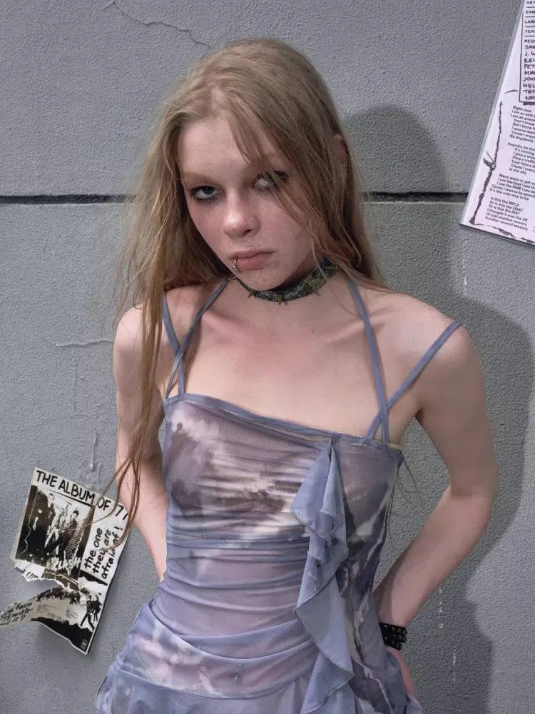 Frill mesh camisole【s0000009489】