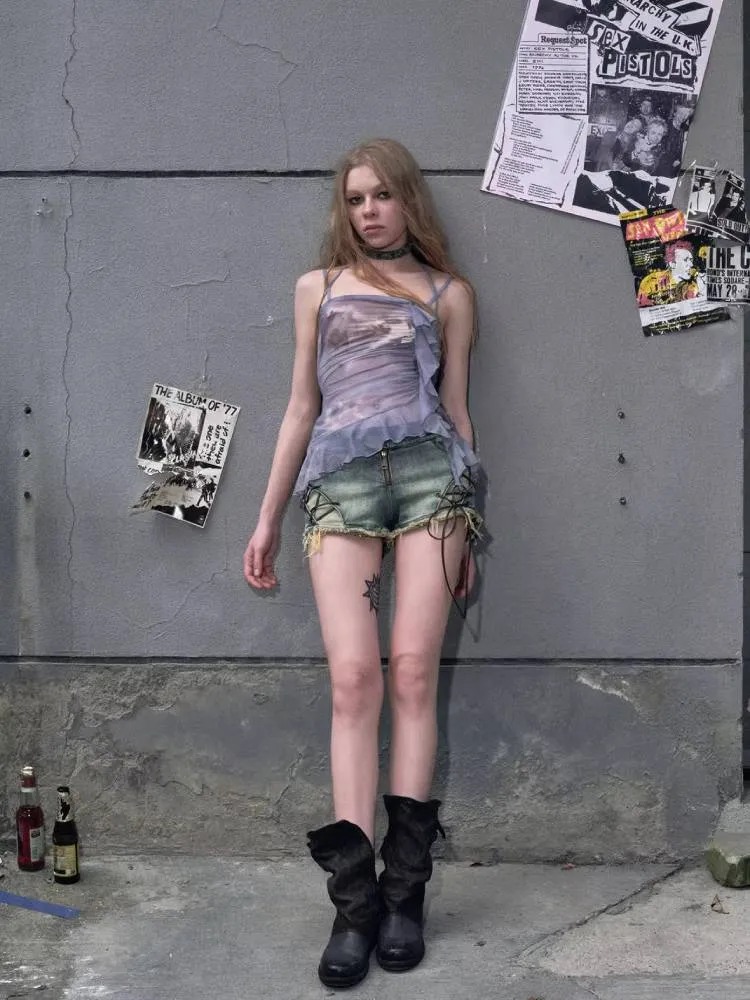 Frill mesh camisole【s0000009489】