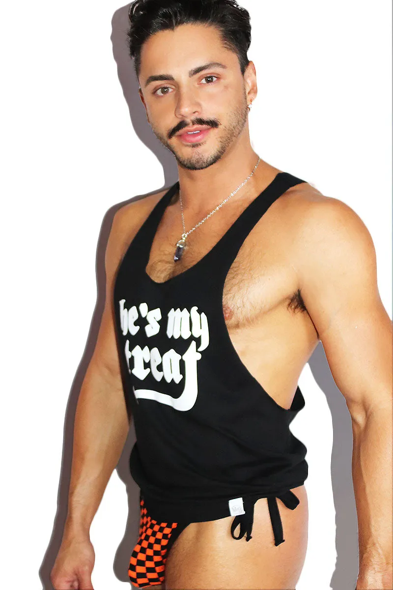He's My Treat String Tank- Black