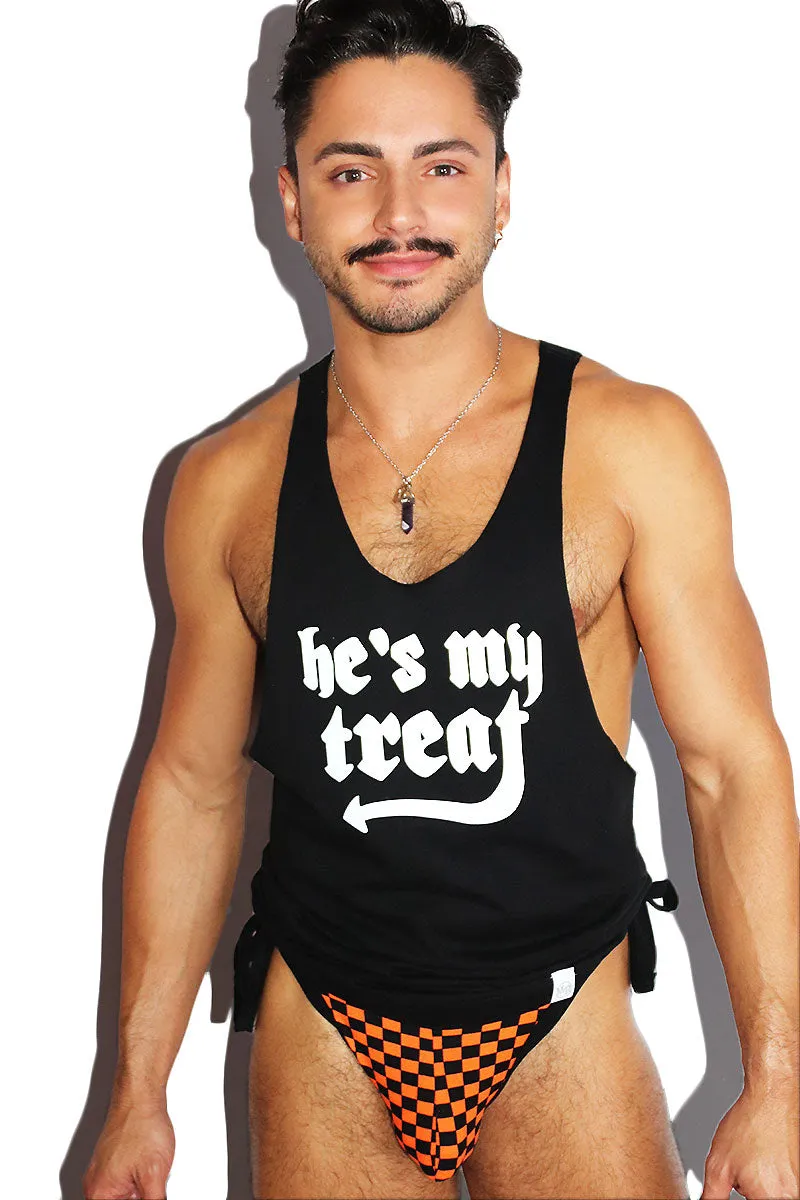 He's My Treat String Tank- Black