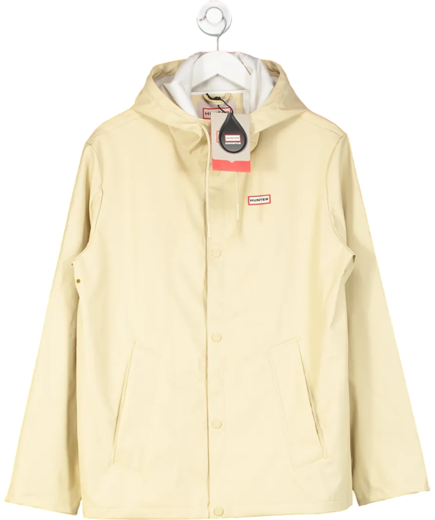 Hunter Cream Unisex Downpour Water-resistant Izzy Pu Hooded Jacket UK S