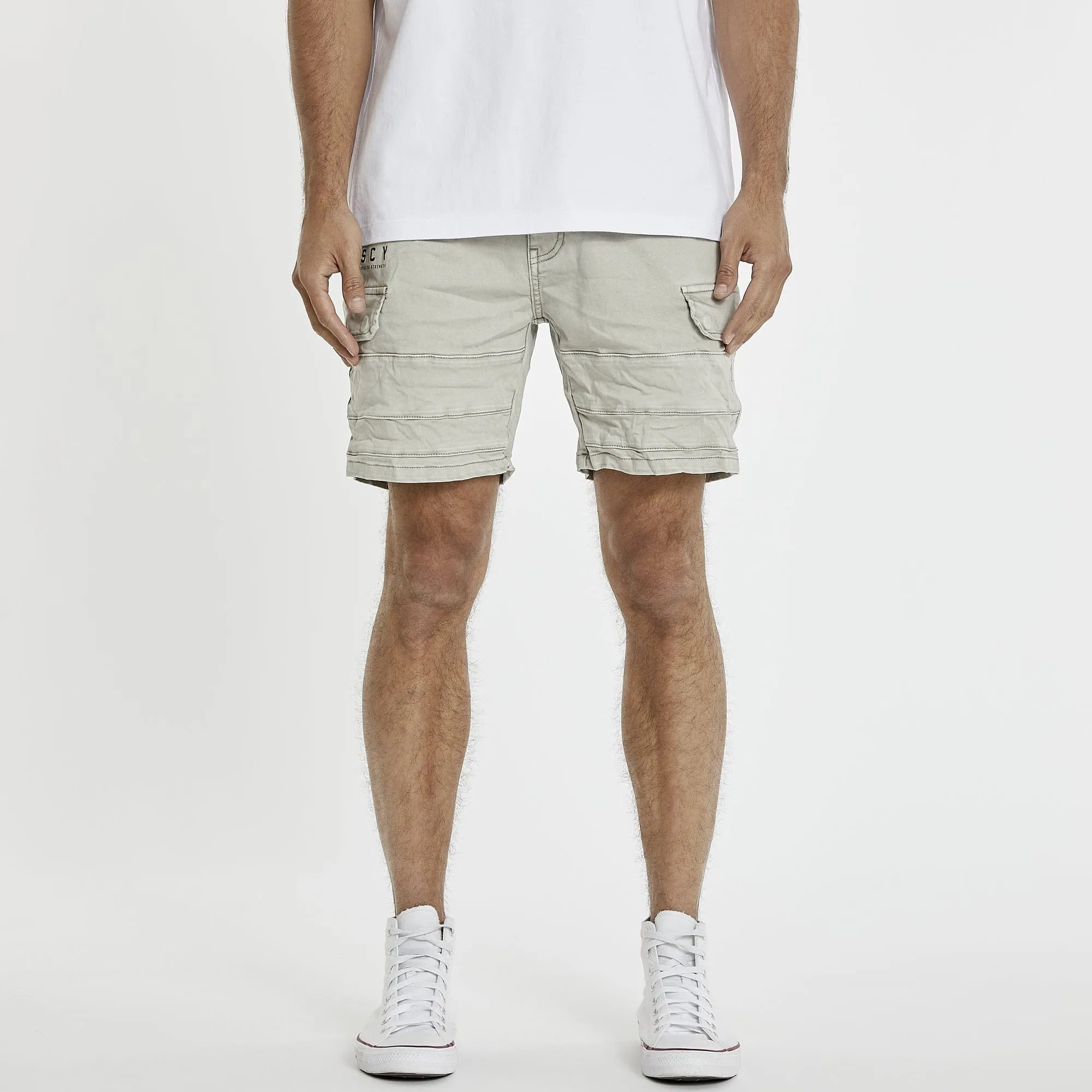 KISS CHACEY Mens Michigan Cargo Shorts - Willow Grey