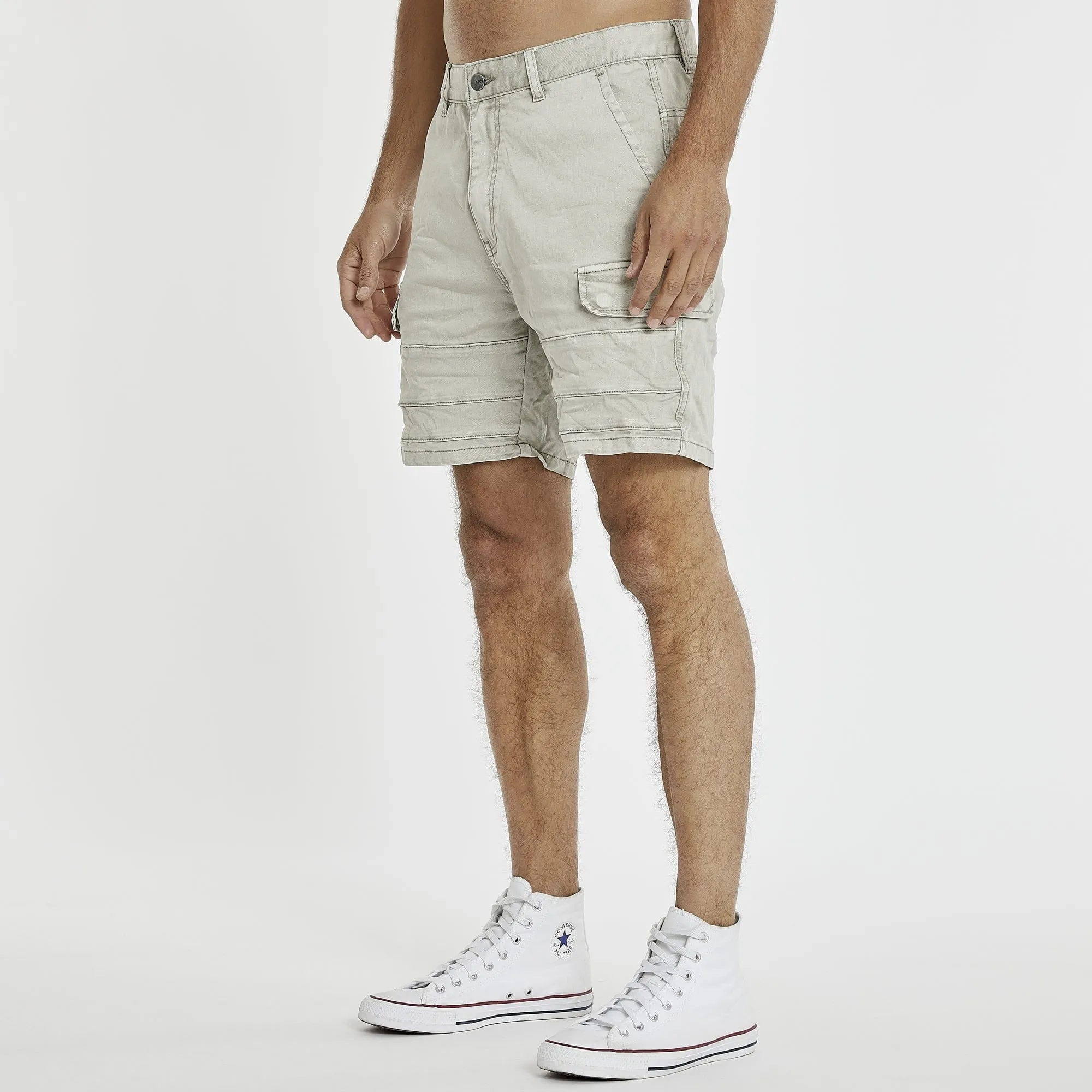KISS CHACEY Mens Michigan Cargo Shorts - Willow Grey