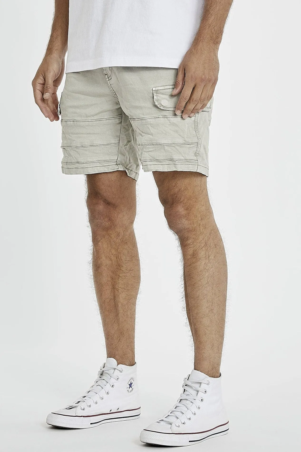 KISS CHACEY Mens Michigan Cargo Shorts - Willow Grey