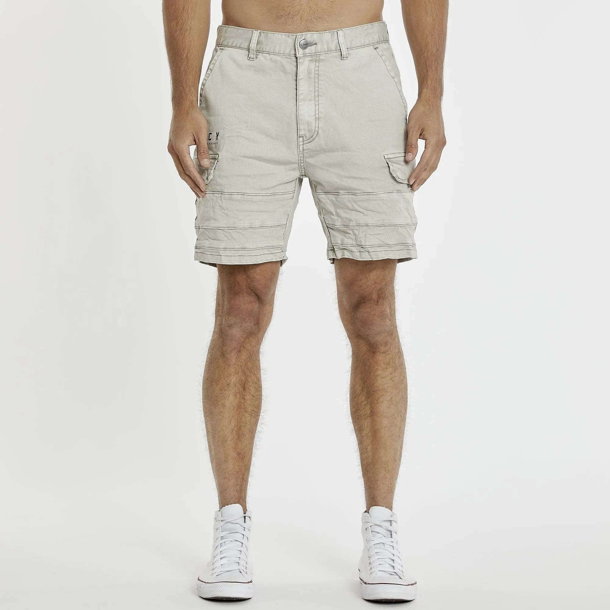 KISS CHACEY Mens Michigan Cargo Shorts - Willow Grey