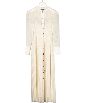 ME EM Cream Button Down Polka Dot Maxi Dress UK 6