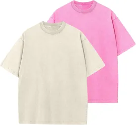 Men's Oversized Cotton T-Shirts Loose Fit Vintage Washed Tee Unisex Short Sleeve Casual Shirts Tops
