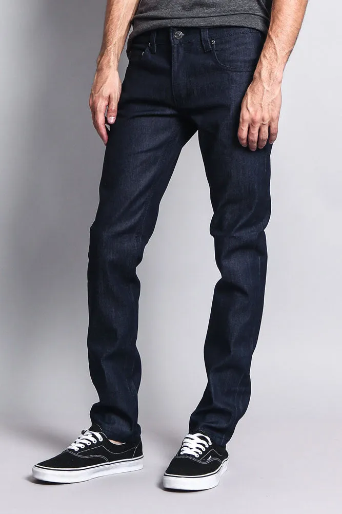 Men's Skinny Fit Raw Denim Jeans (Indigo)