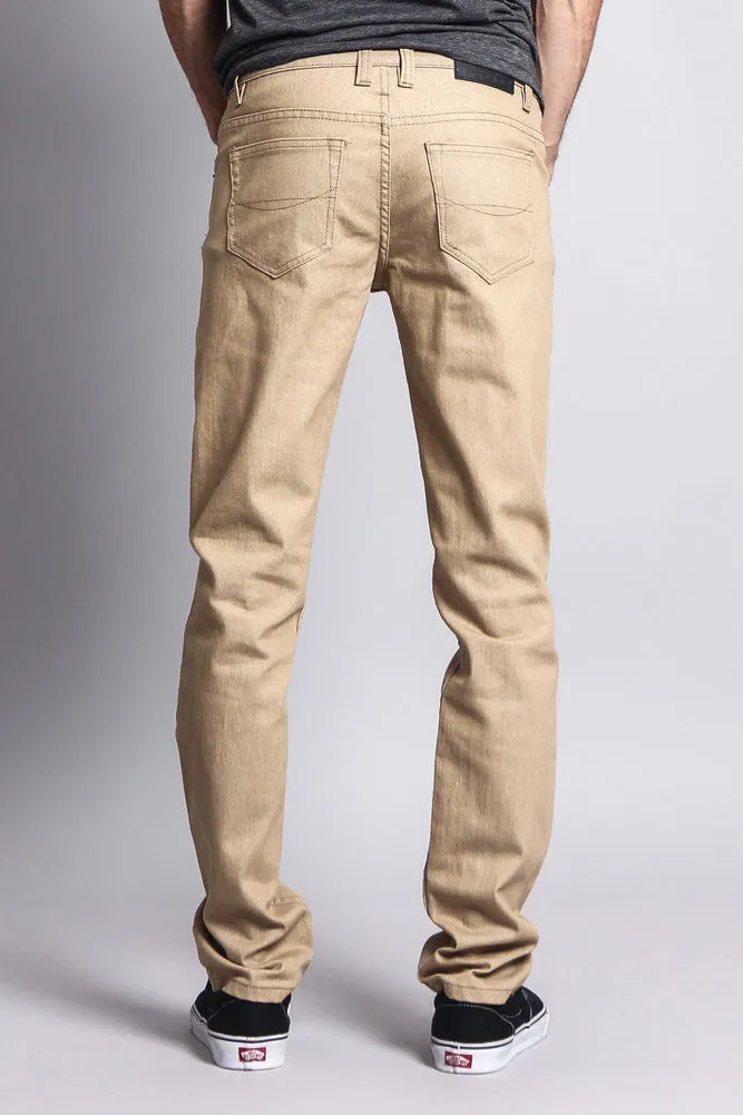 Men's Skinny Fit Raw Denim Jeans (Khaki)