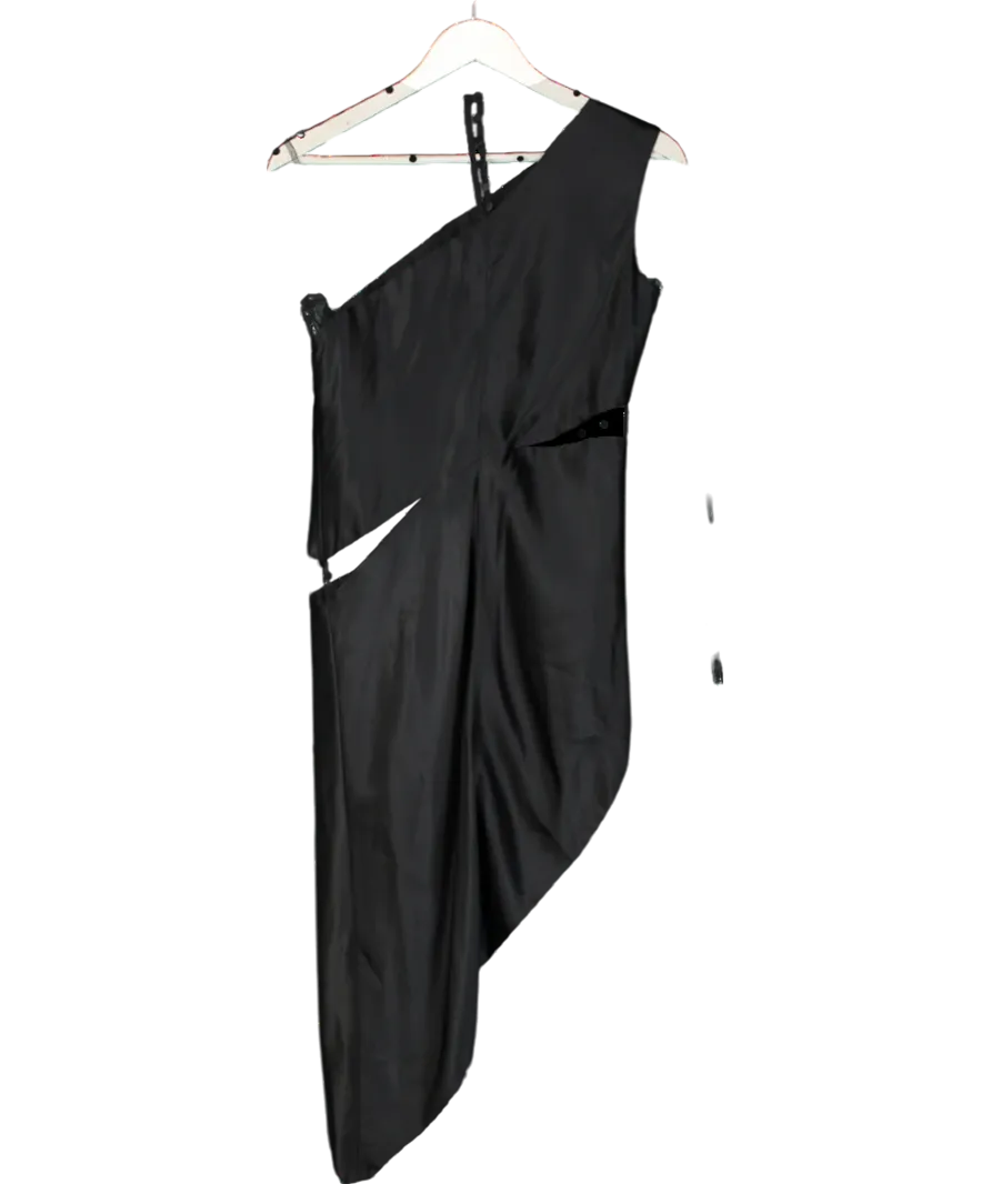 Michelle Mason Black Silk Mini Dress With Polka Dot Mesh Inserts UK XS/S
