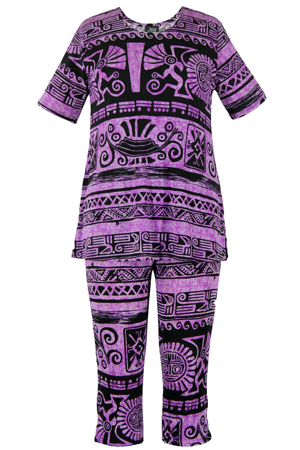 Plus Size Print  Capri Pant Set- 9003BN-SXP1-W901