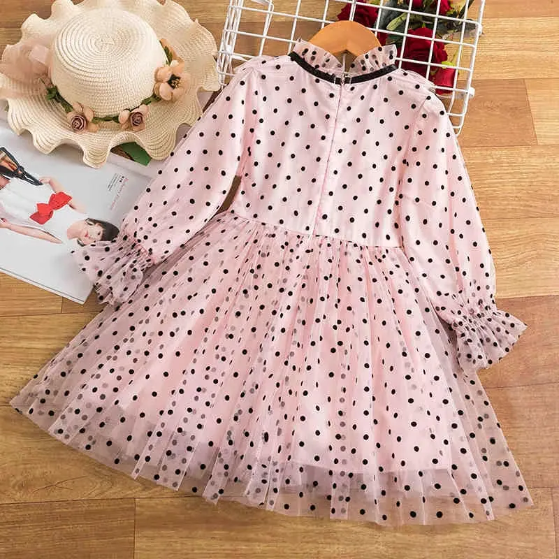Polka Dot Dress Kid Girl Long Sleeve Ruffle Dress Flower Girl Outfits Baby Girl Causal Autumn&Winter Costume Children Clothing