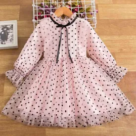 Polka Dot Dress Kid Girl Long Sleeve Ruffle Dress Flower Girl Outfits Baby Girl Causal Autumn&Winter Costume Children Clothing