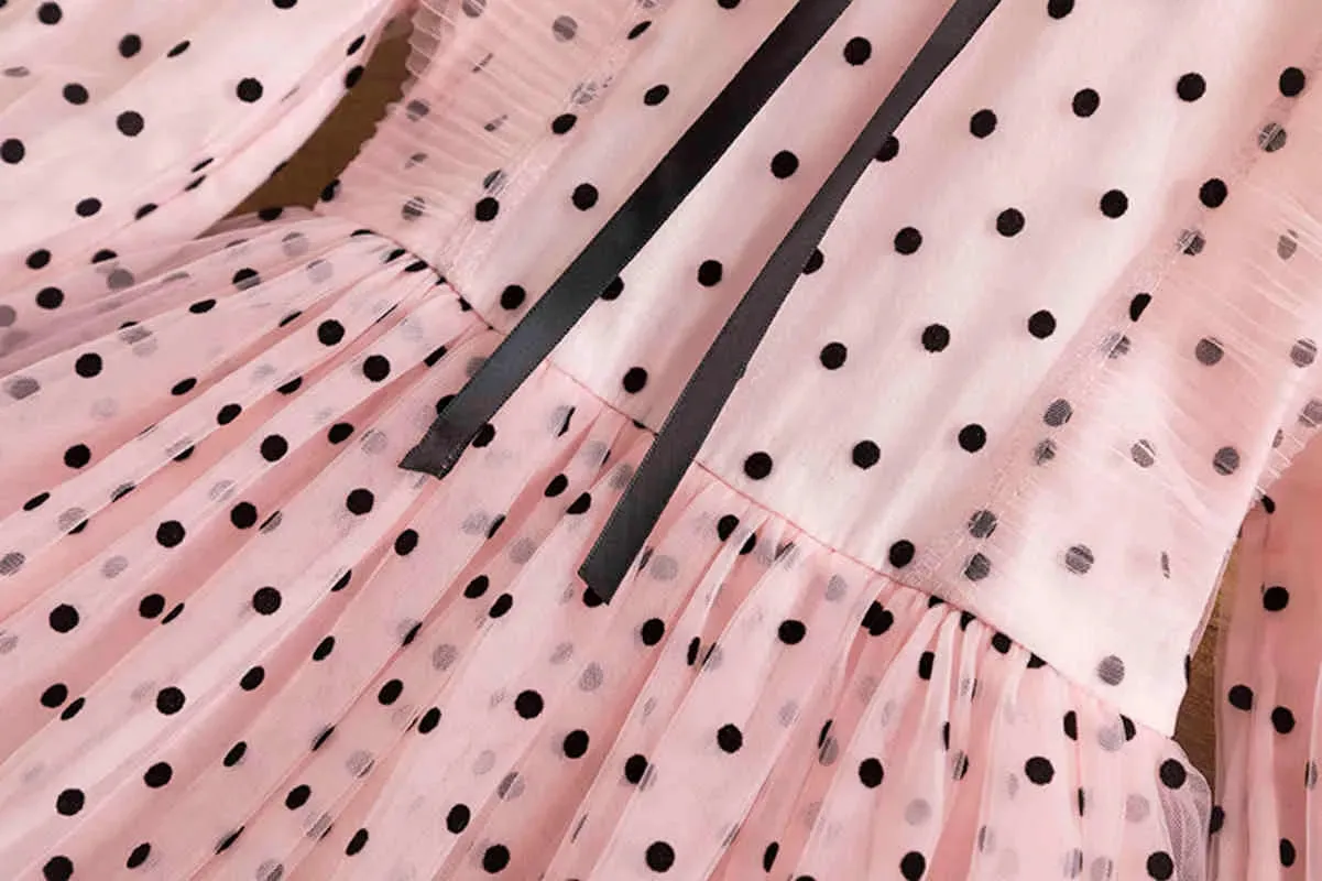 Polka Dot Dress Kid Girl Long Sleeve Ruffle Dress Flower Girl Outfits Baby Girl Causal Autumn&Winter Costume Children Clothing