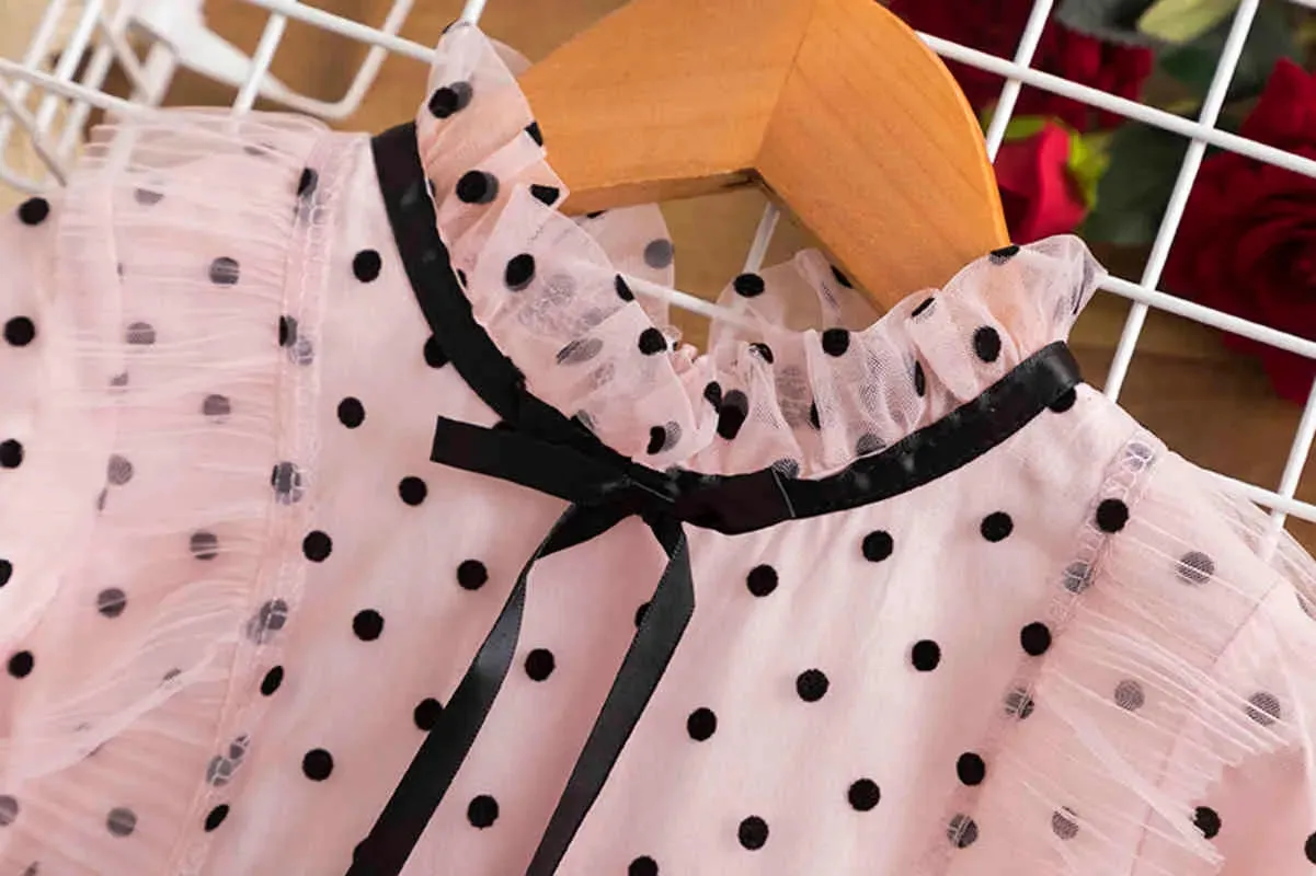 Polka Dot Dress Kid Girl Long Sleeve Ruffle Dress Flower Girl Outfits Baby Girl Causal Autumn&Winter Costume Children Clothing