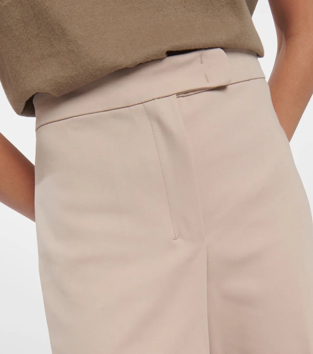'S Max Mara' cotton blend conico flared trousers, beige