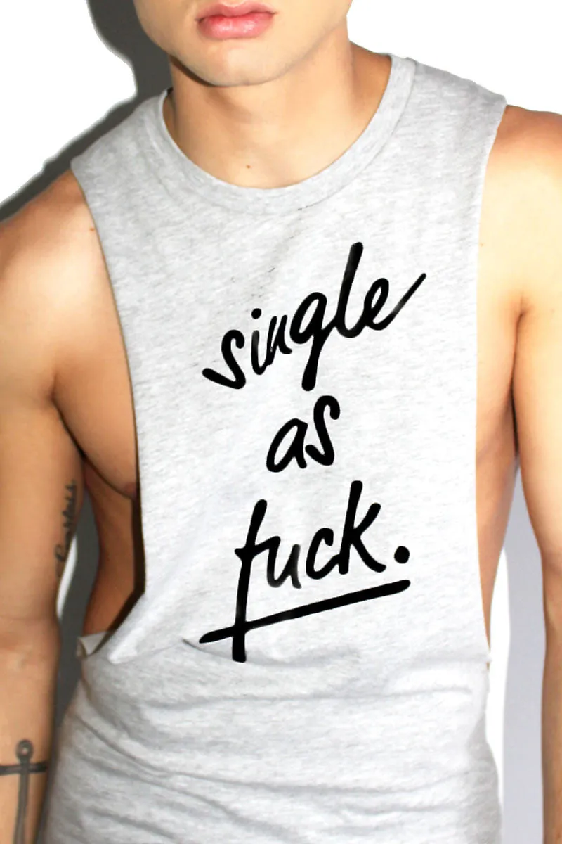 Single As Fuck Low Arm Tank- Grey