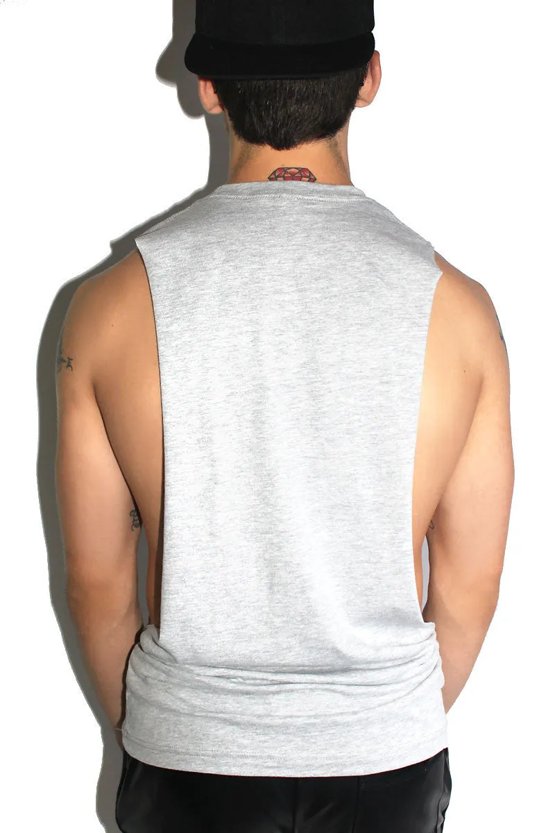 Single As Fuck Low Arm Tank- Grey