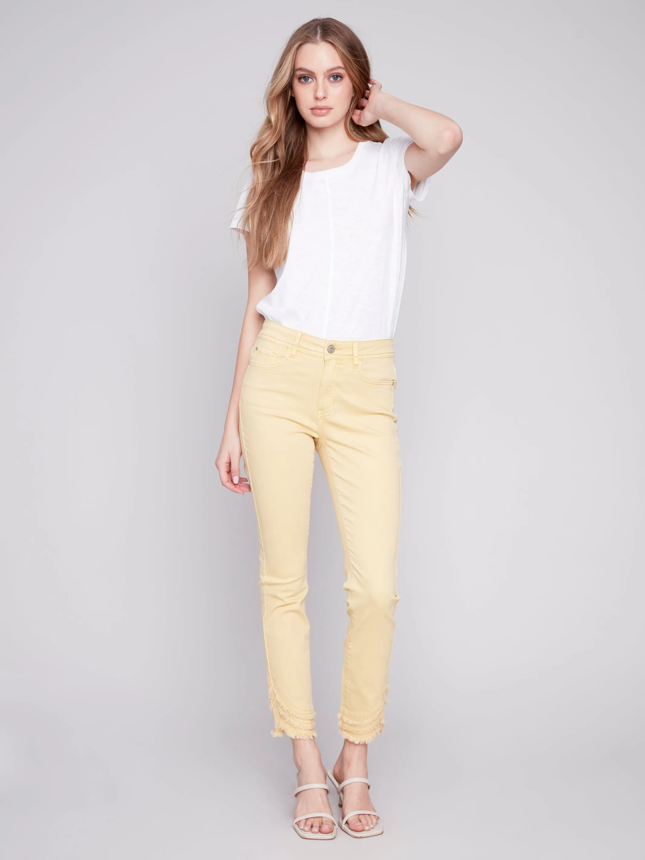 Slant Fringe Ankle Pant
