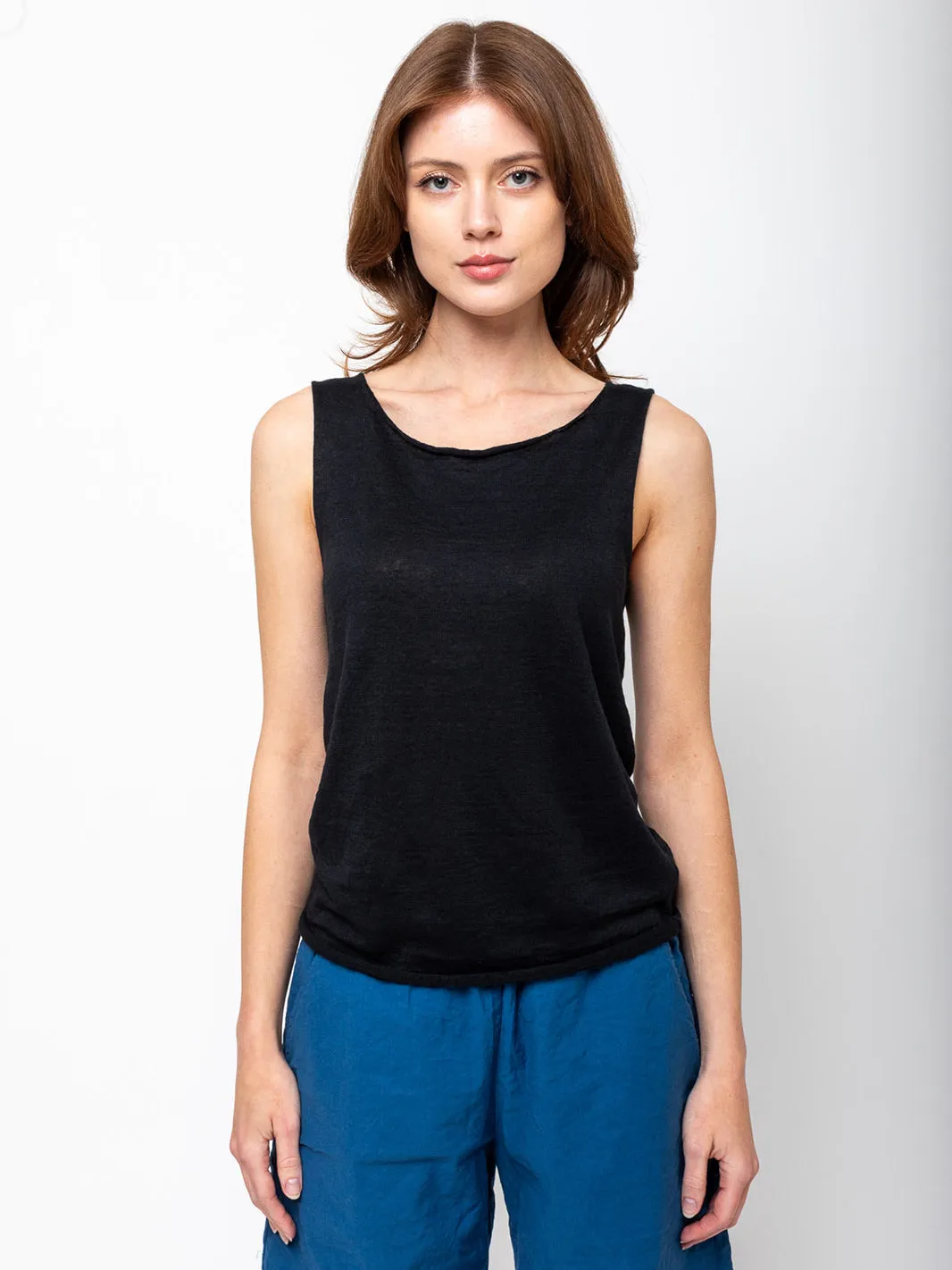 Sleeveless Linen Knit Tank