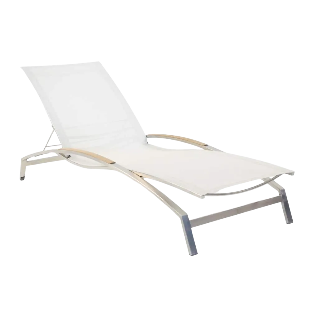 Summer Stainless Steel and Batyline Sun Lounger