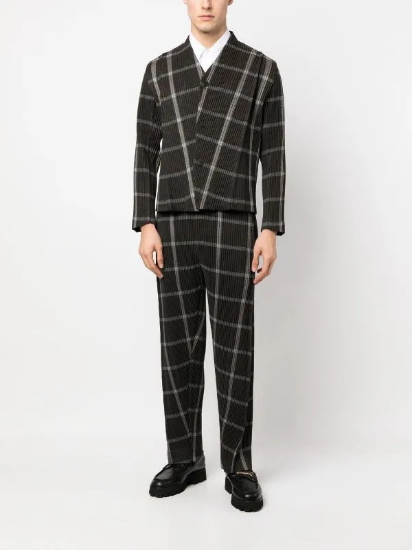 Tweed Pleats Jacket - Black Check