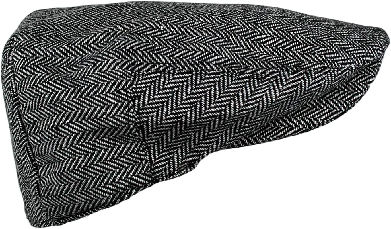 Wonderful Fashion Men's Classic Herringbone Tweed Wool Blend Newsboy Ivy Hat (Large/X-Large, Charcoal)