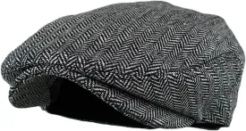 Wonderful Fashion Men's Classic Herringbone Tweed Wool Blend Newsboy Ivy Hat (Large/X-Large, Charcoal)
